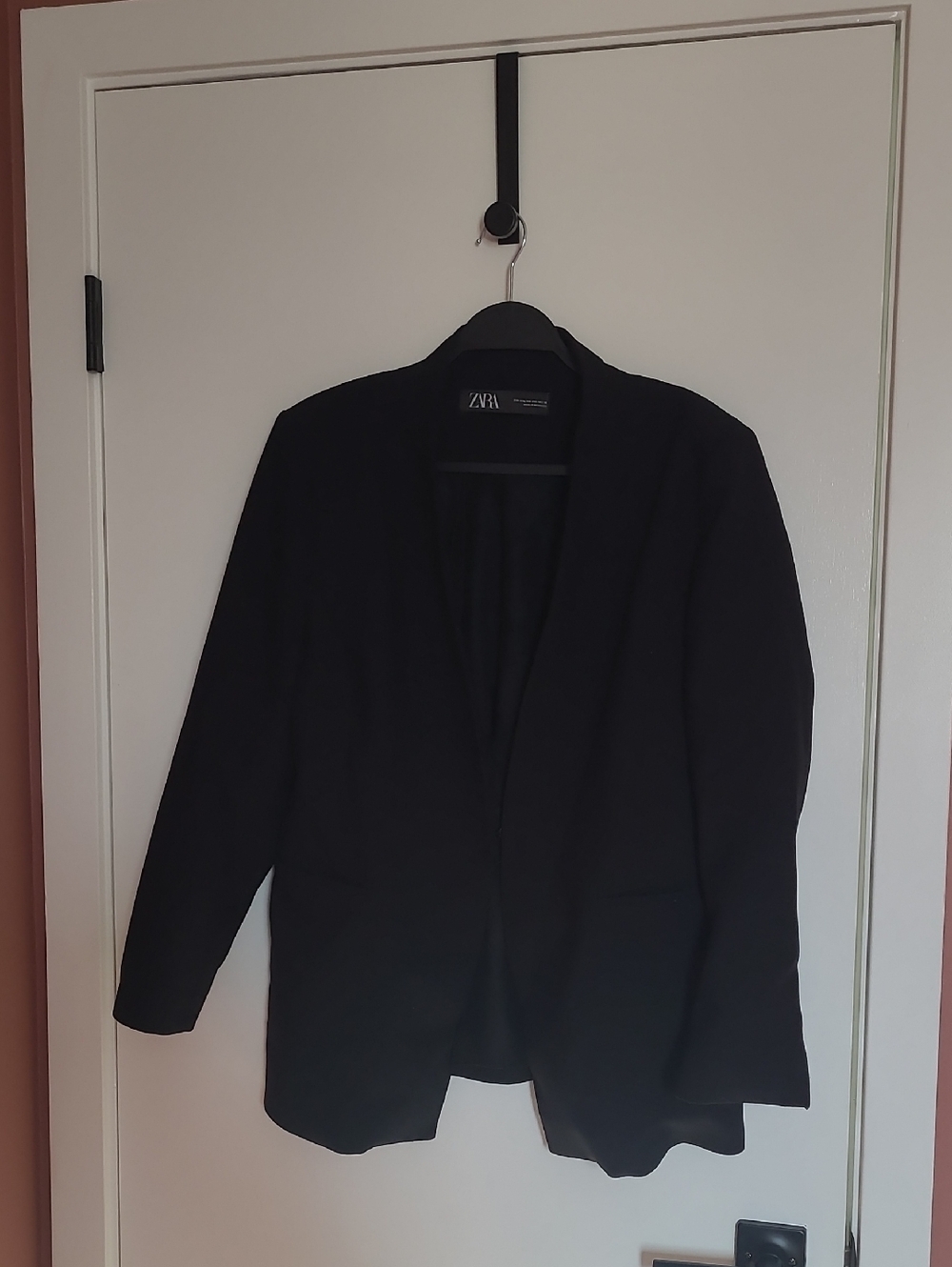 ZARA Black Open-Front Relaxed Blazer